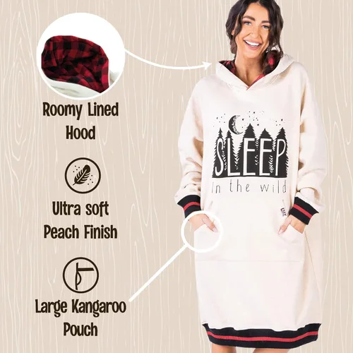 Vista 59 de Lazy One Sudadera con capucha de gran tamaño, ropa de dormir cómoda, vestido de suéter para mujer