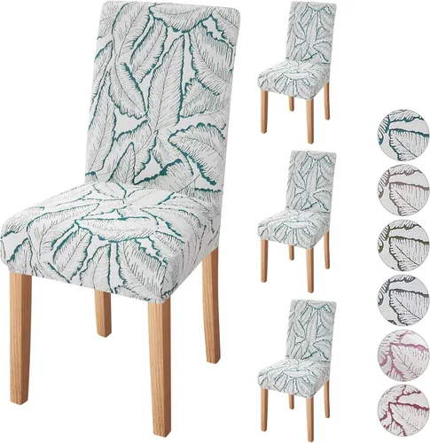 Vista 17 de Fuloon Paquete de 4 Fundas Protectoras para Asientos de Sillas de Comedor Super Ajustadas Elásticas Extraíbles Lavables Cortas para Hotel, Comedor