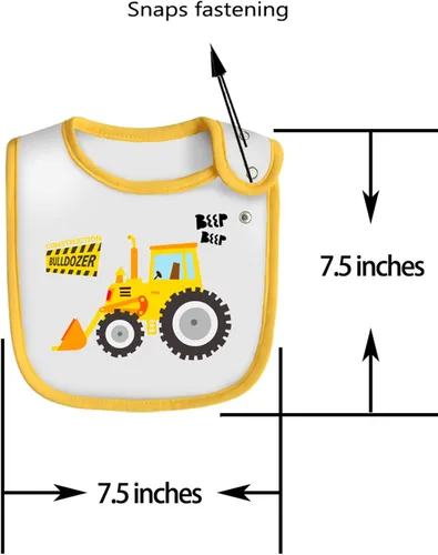 Vista 2 de Maiwa Paquete de 6 baberos de algodón impermeables con broches para bebés, niños y niñas, dentición babeo y alimentación