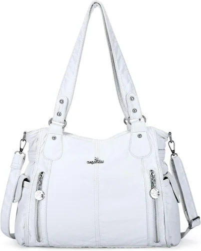 Vista 25 de Angel Kiss Bolsos para mujer con tiras en la parte superior, bolso estilo Hobo, bolsas de hombro espaciosas y casuales, cartera estilo Tote de PU