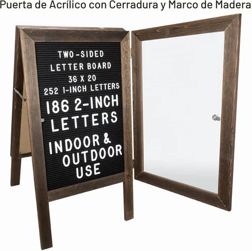 Vista 3 de Excello Global Products Letrero grande de madera con marco en A de 36 x 20 pulgadas, tablero de letras de fieltro con letras intercambiables