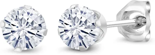 Vista 69 de Gem Stone King Aretes redondos de plata de ley 925 con piedra natal de 0.157 in para mujer