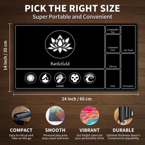 Vista 3 de Tapete de juego personalizado con zonas, tapete de juego impreso personalizado de todas las imágenes, de 14 x 24 pulgadas, para juegos de cartas