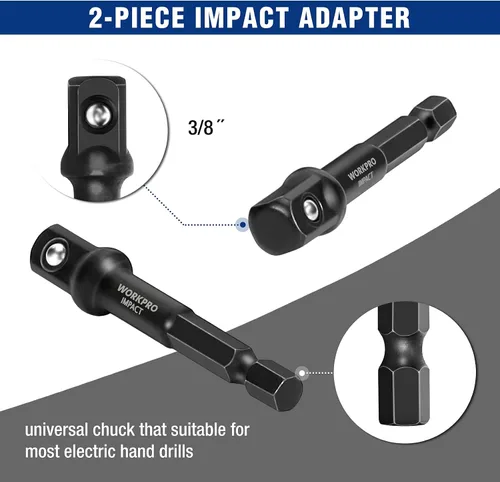 Vista 5 de WORKPRO Juego de 15 piezas de extractor de pernos de impacto y tuercas, extractor de pernos de transmisión de 3/8 pulgadas para quitar pernos