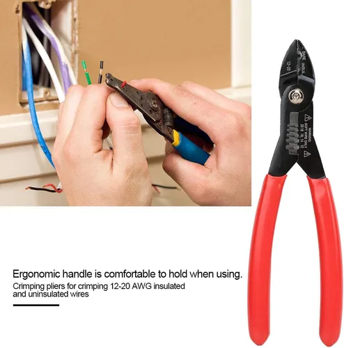 Vista 2 de Alicates de prensado de mano, 7.1 in / 7.1 pulgadas, 4 en 1, pelacables multiusos, pelacables eléctricos profesionales, herramienta de prensado