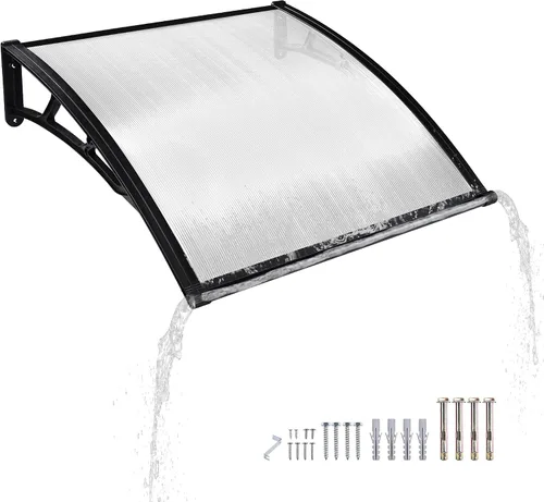 Vista 13 de Yescom - Paquete de 2 toldos de policarbonato para ventana de puerta de 40 x 40 pulgadas Tablero blanco y soporte negro