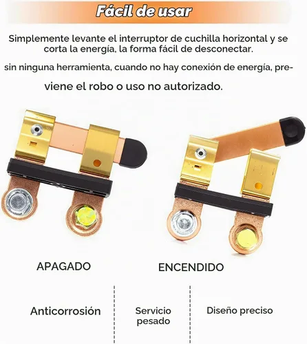 Vista 3 de Interruptor de desconexión de batería de poste lateral de 12 V/24 V, 250/750 amperios, aislador de hoja de cuchillo, corte de energía para automóvil