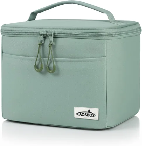 Vista 9 de Aosbos - Lonchera térmica negra para mujeres y hombres, pequeña bolsa térmica Se adapta a 6 latas de soda, 100% a prueba de fugas, diseño térmico