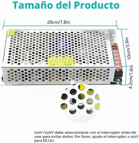 Vista 2 de Aclorol 5V 20A 100W Fuente de Alimentación Conmutada 110V / 220V CA a CC 5V 20amp Transformador Universal, Convertidor, Adaptador de Potencia