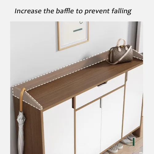 Vista 2 de OLOTU Zapatero simple para almacenamiento de zapatos, entrada de casa con 4 puertas, estante de almacenamiento de gran capacidad, estante de zapatos