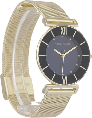 Vista 3 de Anne Klein Reloj pulsera de malla acentuada con purpurina para mujer