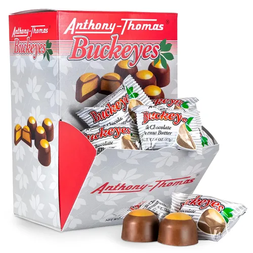 Vista 9 de Anthony Thomas - Caja de chocolates de leche con crema de cacahuete Buckeyes, galardonados en el Estado de Ohio, deliciosos bocadillos.