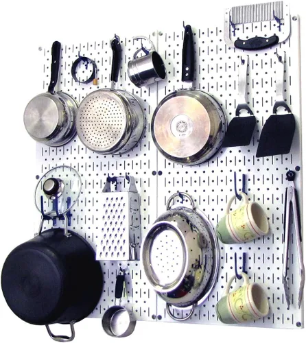 Vista 42 de Wall Control Organizador de Tablero Perforado de Cocina Estante de Almacenamiento de Ollas y Sartenes Kit de Organización con Tablero Perforado