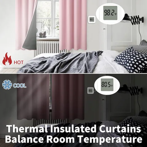 Vista 4 de BGment Cortinas 100% opacas para dormitorio de bebé, 63 pulgadas de largo, 2 paneles de cortinas de ventana con aislamiento térmico y ojales