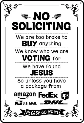 Vista 18 de Letrero de aluminio con texto en inglés "No Soliciting para casa con texto en inglés "No Soliciting" para puerta delantera, patio, «Don't Knock This
