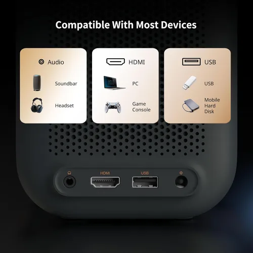 Vista 9 de Proyector inteligente Google TV, Netflix con licencia, soporte 4K, 1080P FHD Gris-oscuro