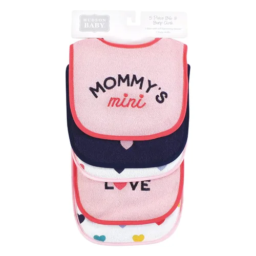 Vista 2 de Hudson Baby Conjunto unisex de babero de rizo de algodón y paño para eructos, talla única