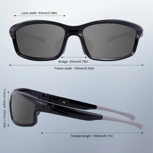 Vista 3 de SKYWAY Gafas de sol deportivas polarizadas inteligentes Bluetooth con audio inalámbrico protección UV para deportes al aire libre, diseño unisex
