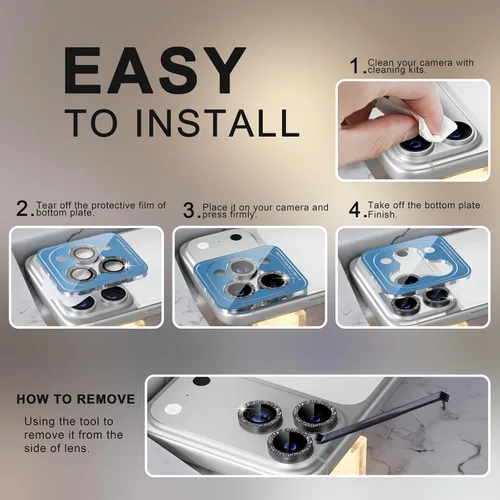 Vista 284 de Choiche Compatible para iPhone 16 Pro/iPhone 16 Pro Max Protector de Lente de Cámara, Vidrio Templado 9H Protector de Pantalla de Cubierta de Cámara