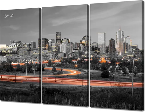 Vista 7 de Dallas City - Lienzo decorativo para pared, diseño de horizonte de Texas, decoración de pared en blanco y negro, póster con imagen de paisaje