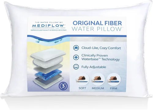 Vista 8 de Almohada de agua de fibra Mediflow - Ajustable para el alivio del dolor de cuello, almohada para dormir de lado, espalda y estómago, el inventor