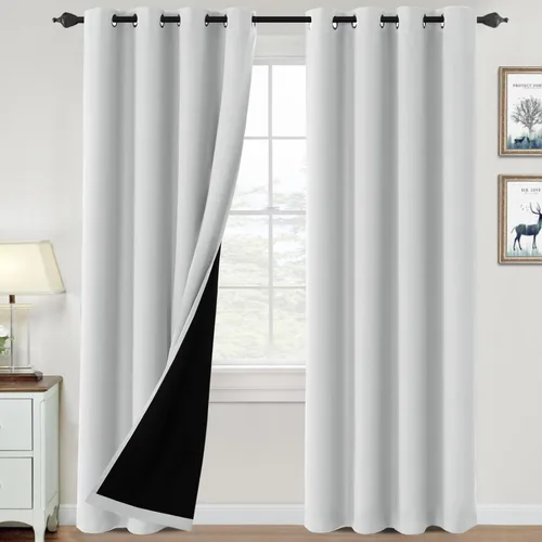 Vista 20 de H.VERSAILTEX Cortinas 100% de opacidad para dormitorio, con aislamiento térmico, cortinas opacas de 63 pulgadas de largo, cortinas de bloqueo