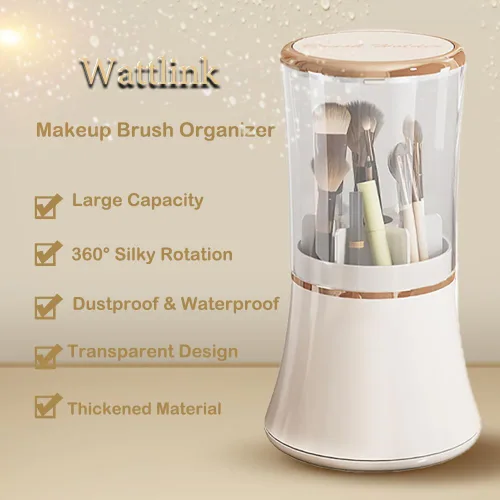 Vista 4 de Exquisito organizador de brochas de maquillaje, soporte para brochas de maquillaje con tapa, organizador de almacenamiento de herramientas