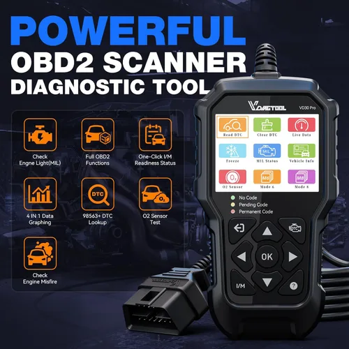 Vista 4 de VDIAGTOOL VD30 Pro - Lector de código de automóvil, herramienta de diagnóstico OBD2 para automóviles y camiones, lector de códigos Check Engine