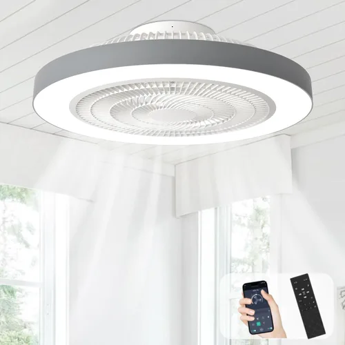Vista 20 de Depuley Ventiladores de techo con luces y control remoto: ventilador de techo de montaje empotrado moderno de perfil bajo de 20 pulgadas con control