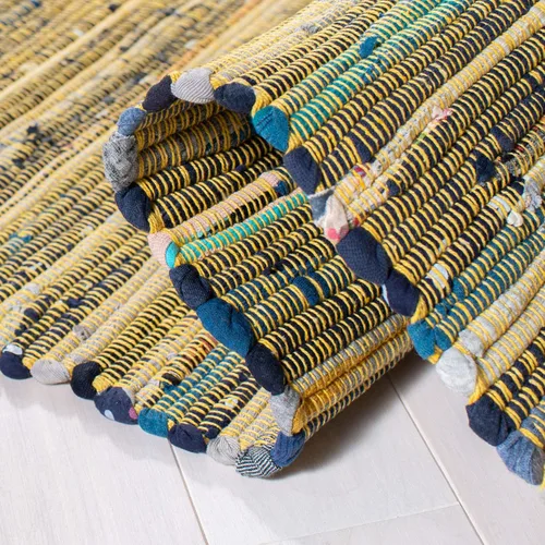 Vista 6 de Safavieh Rag Collection RAR127B - Alfombra de algodón tejida a mano, color azul y multicolor, Algodón, Amarillo/Multi