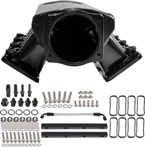 Vista 8 de Para LS LS1 LS2 LS6 Colector de admisión de perfil bajo Puerto Cathedral de 102 mm Compatible con Chevy GMC Pontiac de chapa de metal fabricada