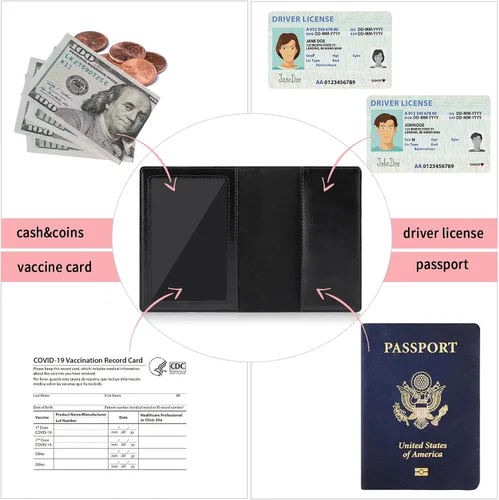 Vista 4 de BULFULL Soporte para pasaporte, bolsa de viaje para el cuello, bolsa de viaje con bloqueo RFID, cartera de cuello de viaje de múltiples vías