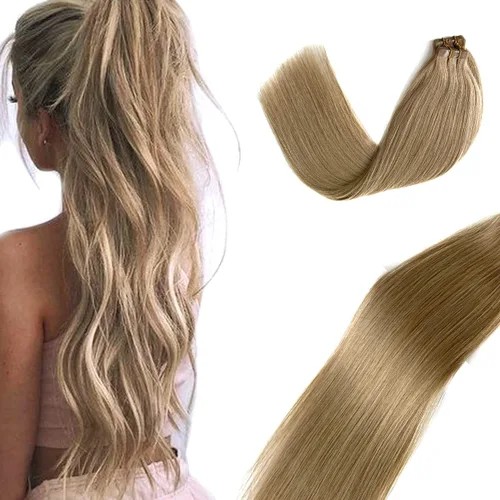 Vista 9 de Ubetta Extensiones de cabello humano real con cinta, 20 piezas de doble cara con trama de piel, extensiones de cabello Remy invisible, con cinta