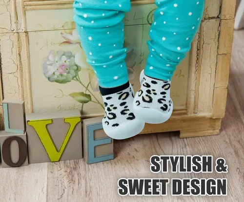 Vista 5 de Baby Shoes Boys Girls First Walking Shoes Non Slip Soft Sole Sneakers Toddler Infant Babygirl Sock Shoes