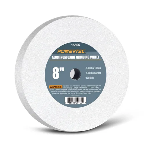 Vista 10 de POWERTEC 15516-P2 - Rueda de molinillo de banco de 8 pulgadas, grano 36, muela abrasiva de óxido de aluminio para amoladora de pedestal de banco