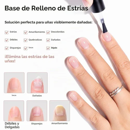 Vista 3 de Clear Ridge Filler Base Coat 3 en 1 Fortalecedor de uñas, secado rápido Transparente