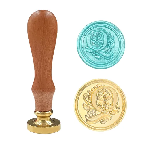 Vista 13 de Sello medieval tradicional de cera del alfabeto, con cabeza de latón, con mango de madera, para tarjetas, sobres, regalo (letra A)