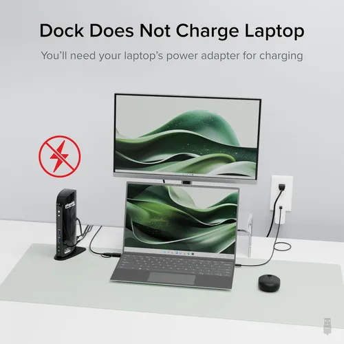 Vista 5 de Plugable Estación de acoplamiento universal para computadora portátil, monitor HDMI dual para Windows y Mac (requiere controlador), USB 3.0 o USB-C