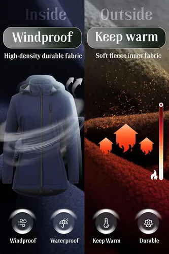 Vista 5 de Chrisuno Chaqueta ligera y larga con forro polar Softshell para mujer, impermeable Anorak con capucha extraíble