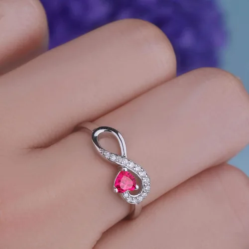 Vista 18 de Anillo Jo Wisdomo de compromiso. de plata esterlina, con corazón e infinito, anillo de amistad, para ella