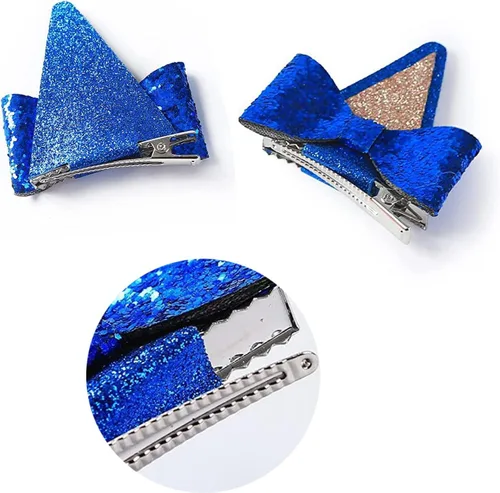 Vista 2 de Pinzas para el pelo con orejas de perro, lazos para el cabello con purpurina, accesorios para disfraz de cosplay
