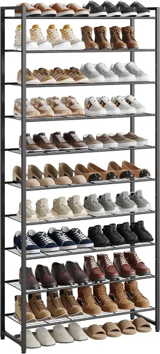 Vista 8 de Nunsino Zapatero de metal, organizador de zapatos de garaje de 6 niveles, con capacidad máxima para 30 pares, estante de almacenamiento de zapatos