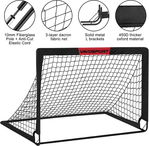 Vista 3 de Juego de porterías de fútbol para niños para patio trasero – 2 de 4 x 3 pies, equipo portátil de entrenamiento de portería de fútbol, red de fútbol