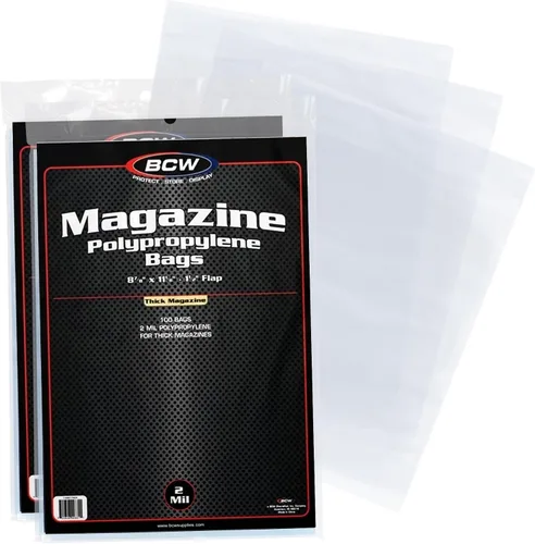 Vista 6 de BCW Bolsas gruesas para revistas, 1 paquete de 100, fundas de polipropileno transparente sin ácidos para almacenamiento de calidad de archivo