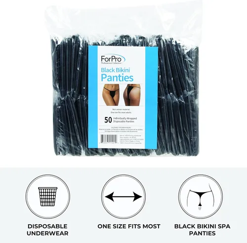 Vista 5 de ForPro Professional Collection Disposable Bikini Panties, Non-Woven Underwear, Individually-Wrapped, One Size Fits Most Negro