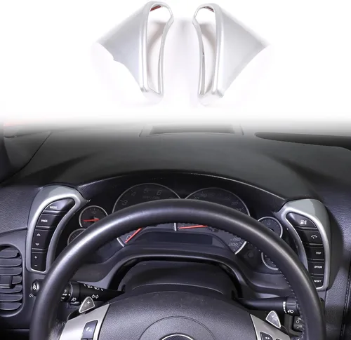 Vista 10 de Cubierta de botón de salpicadero Compatible con Chevy Corvette C6 2005-2013, marco de borde del velocímetro Cubierta de ribete de accesorios Rojo