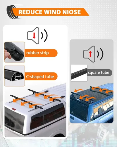 Vista 2 de MELIPRON - Soporte de techo para camión resistente, capacidad de 500 libras Estante de escalera de aluminio de 50 pulgadas para cámper y tapas
