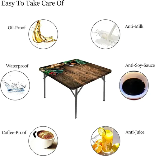 Vista 6 de Manteles de cosecha de verduras en mesa de madera, manteles decorativos para el hogar, se adapta a mesas de 24 x 24 pulgadas, ideal para la cocina