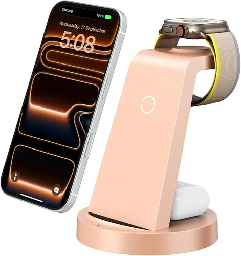Vista 9 de Anlmz 3 in 1 Charging Station for iPhone, Wireless Charger for iPhone 17 16e 16 15 14 13 12 11 X Pro Max & Apple Watch - Wireless Charging Station