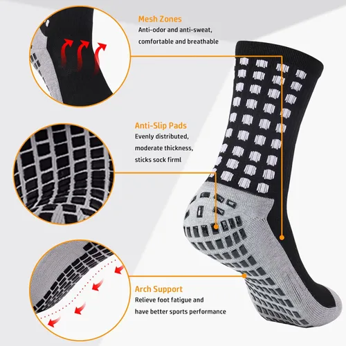 Vista 4 de POZCMJM Calcetines con agarre de fútbol para hombre con pinzas antideslizantes atléticos para hospital, calcetines de hospital, 135 pares
